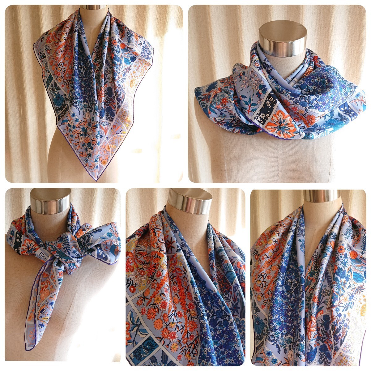 Hermès Fleurs Raisins シルクスカーフ 1981 'Fleurs et Raisins' 90cm Silk Carré | Authentic