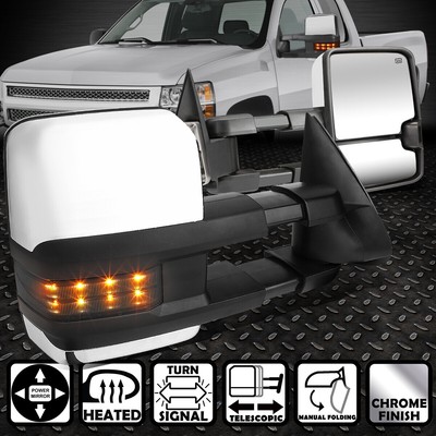 ДЛЯ 03-07 SILVERADO SIERRA МОЩНОСТЬ + ТЕПЛО + ДЫМ СВЕТОДИОДНЫЙ СИГНАЛИЗАТОР ХРОМИРОВАННАЯ ПАРА БУКСИРОВОЧНЫХ ЗЕРКАЛ