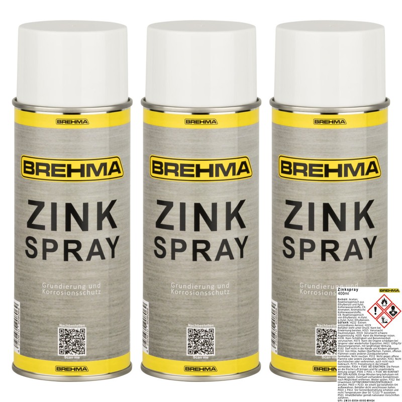 3x Brehma Zinkspray Dunkel Grundierung Korrosionsschutz Bis 300Â°C 400ml
