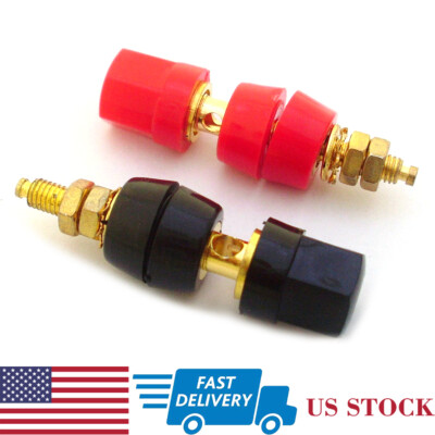 2pcs Hex Head Gold Binding Post 4mm Banana Jack Female Speaker Connector US