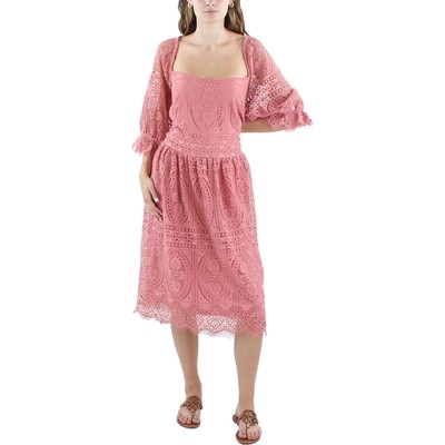 Шикарное женское розовое кружевное длинное дневное платье макси размера плюс 22 XL BHFO 3827