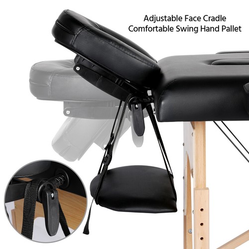 Portable Massage Table Adjustable Facial Salon Bed 2 Fold Tattoo Lash Table Bed