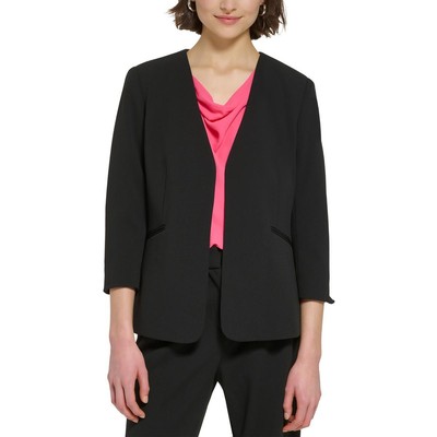 Женский черный тканый блейзер Calvin Klein с открытой передней частью Petites 10P BHFO 0863