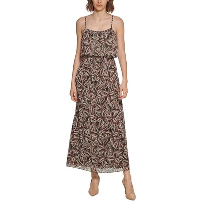 

Calvin Klein Женское коричневое платье макси с принтом  BHFO 0010, Earth multi