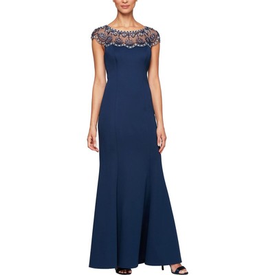 

Alex Evenings Женское вечернее платье без рукавов с украшением BHFO 2686, Navy
