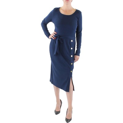 Женское длинное дневное макси-платье Lauren Ralph Lauren темно-синего цвета с поясом 4 BHFO 9768