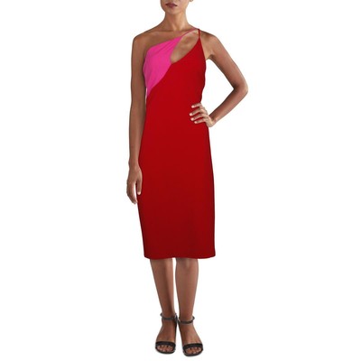 Женское асимметричное двухцветное платье-футляр Bebe Red Scuba XL BHFO 3590
