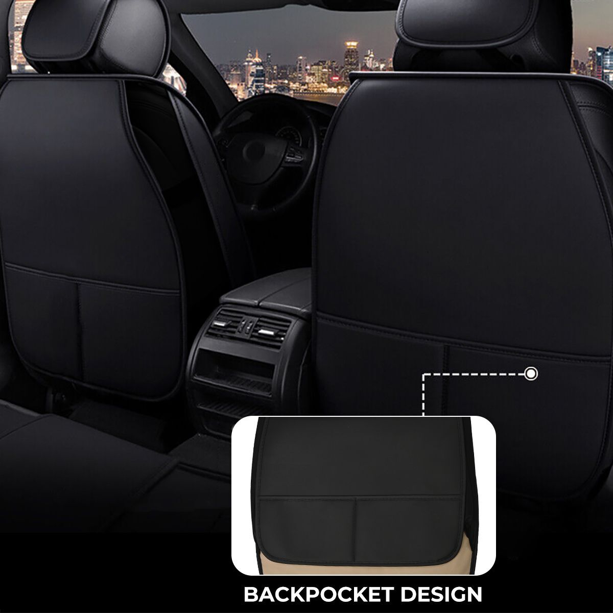 For Dodge Charger Seat Cover Cushion Full Set PU leather 5-Seat Rear & Front AB