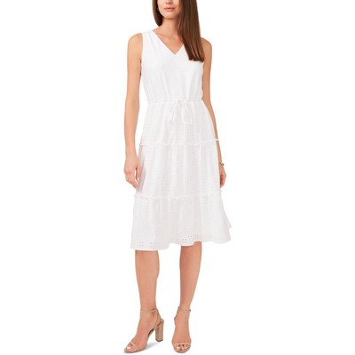 Женское белое многослойное миди-платье длиной до колена Petites PL BHFO 3434 от MSK Womens