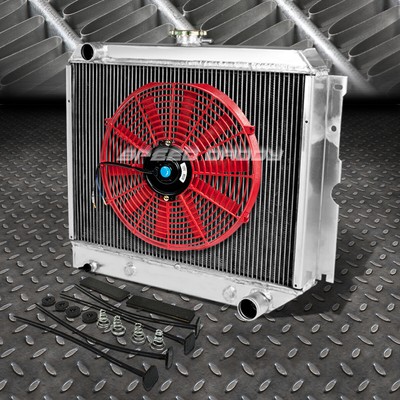 3-РЯДНЫЙ АЛЮМИНИЕВЫЙ РАДИАТОР + 1X 14 ВЕНТИЛЯТОРОВ КРАСНОГО ЦВЕТА ДЛЯ DODGE CHALLENGER CHARGER CORONET 70-73