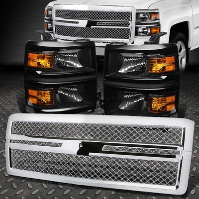 ЧЕРНАЯ ФАРА В КОРПУСЕ + ЖЕЛТЫЙ УГЛОВОЙ СИГНАЛ + РЕШЕТКА ИЗ АБС-ПЛАСТИКА ДЛЯ 14-15 SILVERADO