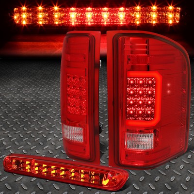 ДЛЯ 07-14 CHEVY SILVERADO КРАСНАЯ ЗАДНЯЯ ПОПЕРЕЧНАЯ ПЛАНКА + СВЕТОДИОДНЫЙ 3-Й ТОРМОЗНОЙ/ГРУЗОВОЙ ФОНАРЬ КРАСНОГО ЦВЕТА