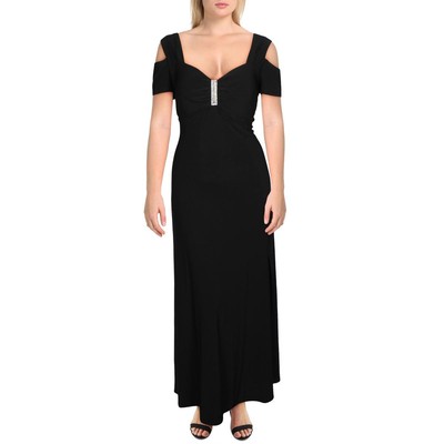R&M Richards Womens Black Cold Shoulder Evening Dress Gown Plus 20W BHFO 7062
