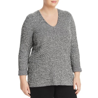 

Женский черный пуловер с V-образным вырезом Nic + Zoe, свитер плюс  BHFO 1637, Black mix
