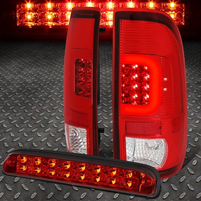 [LED C-BAR]FOR 2008-2016 FORD SUPER DUTY RED TAIL LIGHT+THIRD 3RD BRAKE LAMP
