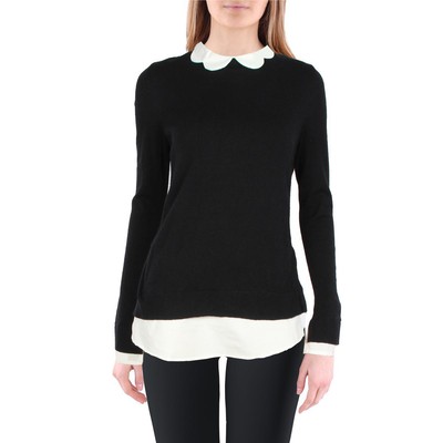 

Женский черный свитер Maison Jules с фестончатым воротником и круглым вырезом  BHFO 4029, Deep black