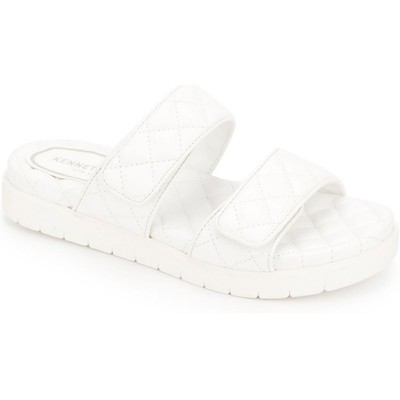 Kenneth Cole New York Womens Reeves Quilted 2 Band White Slide Sandals BHFO 9291