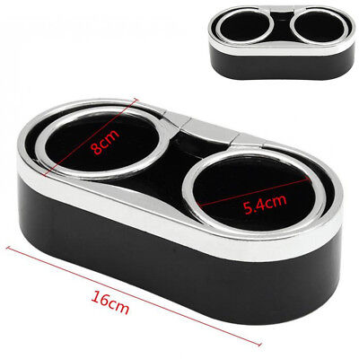 1Pcs Black Car Dashboard Panel Adhesive Dual Cup Drink Bottle Holder Stand+Rings