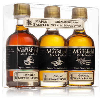 Mansfield Maple Organic 3 pack Infused Vermont Maple Syrup Sampler Set
