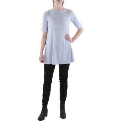 Женская туника-топ из синего джерси с вырезом лодочкой Eileen Fisher XXS BHFO 9834