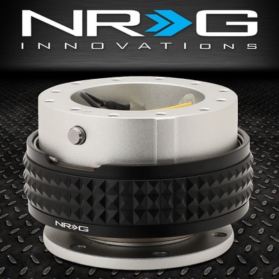 АЛЮМИНИЕВОЕ РУЛЕВОЕ КОЛЕСО NRG QUICK RELEASE GEN 2.1 СЕРЕБРИСТЫЙ КОРПУС, ЧЕРНОЕ ПИРАМИДАЛЬНОЕ КОЛЬЦО