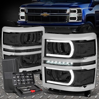 ДЛЯ 14-15 СВЕТОДИОДНЫХ ФАР ПРОЕКТОРА CHEVY SILVERADO LED U-ОБРАЗНОЙ ФОРМЫ С ДЫМЧАТЫМ/ПРОЗРАЧНЫМ ПОКРЫТИЕМ + НАБОР ИНСТРУМЕНТОВ
