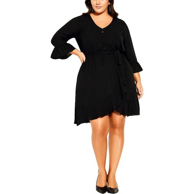 Женское черное платье миди длиной до колена с пуговицами City Chic, XL BHFO 2983