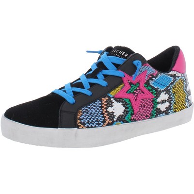 

Женские скользящие черные повседневные и модные кроссовки Skechers 6 Medium (B,M) 1472, Black/multi, Slithering