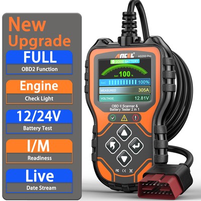ANCEL AS200 Pro Automotive OBD2 Scanner Code Reader Engine Car Battery Tester