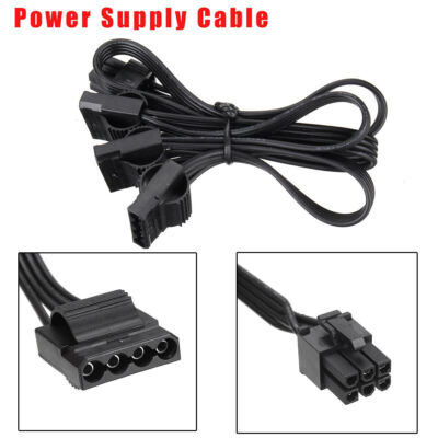 Black 6Pin Male 1 To 3 IDE Female Extension Cable For Molex 4Pin Port Multiplier