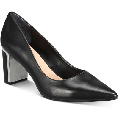 Alfani Womens Black Leather Metallic Block Heels Shoes 11 Medium (B,M) BHFO 8404