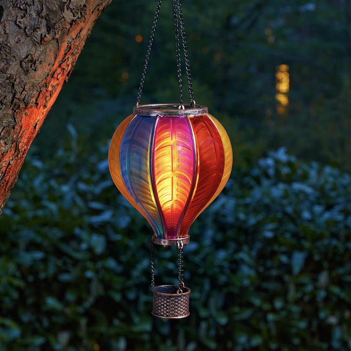 ライト・ランタン calma store bonbonero 45cm Solar Flame Effect Rainbow Hot Air Balloon Hanging LED