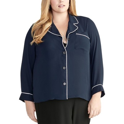 

Rachel Rachel Roy Женская темно-синяя шифоновая блузка Nova Top Plus  BHFO 8789, True navy