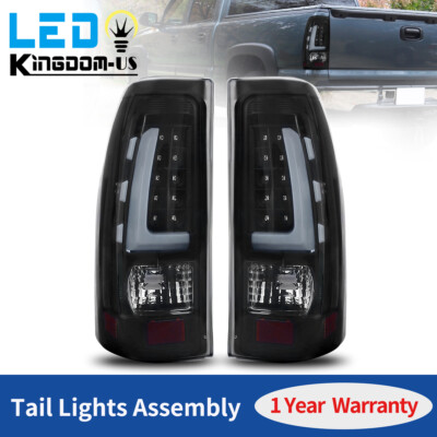 LED Tail Lights For 99-06 Chevy Silverado 99-02 GMC Sierra Smoke Black Rear Lamp