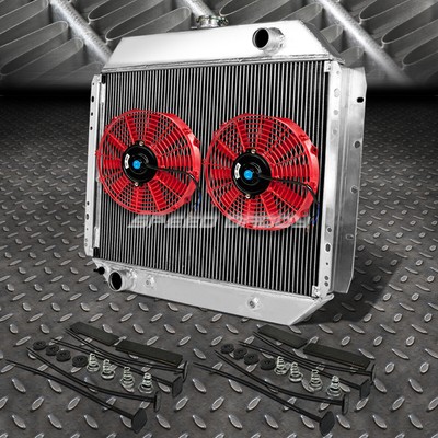 2-РЯДНЫЙ АЛЮМИНИЕВЫЙ РАДИАТОР + КОМПЛЕКТ ИЗ 2-Х 12-Ти ВЕНТИЛЯТОРОВ КРАСНОГО ЦВЕТА ДЛЯ FORD F100/150/F250 BRONCO 68-79