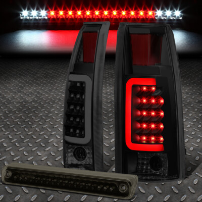 ДЛЯ 88-00 CHEVY/GMC C/K 3D СВЕТОДИОДНЫЙ ЗАДНИЙ ФОНАРЬ C-ОБРАЗНОЙ ПЛАНКОЙ + ТРЕТИЙ СТОП-СИГНАЛ/ГРУЗОВОЙ ФОНАРЬ ДЫМЧАТЫЙ