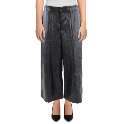 

Halston Женские черные однотонные брюки из искусственной кожи Широкие брюки  BHFO 8934, Черный, BHFO