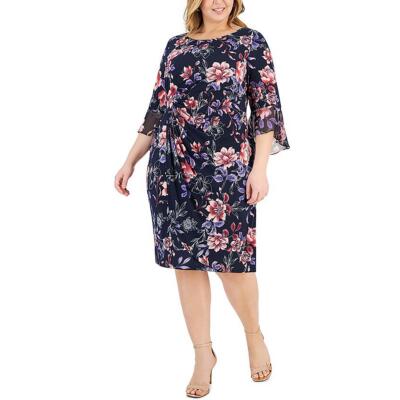 Connected Apparel Womens Floral Print Sheath Dress Athletic Plus BHFO 9957