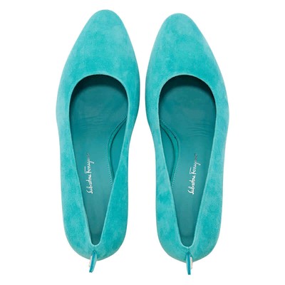 Pre-owned Ferragamo Salvatore  Ladies Blue Suede Gancini Pumps