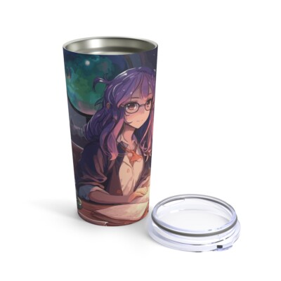 Late Night Study (Purple Hair Glasses Girl) - Tumbler 20oz