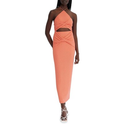 

Значимое другое женское розовое длинное платье с лямкой на шее Hallie Pink Twist Front  BHFO 8312, Watermelon