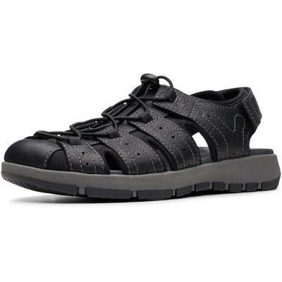 

Мужские черные кожаные сандалии в рыбацком стиле Clarks Brixby Cove, ширина 10 (E) BHFO 8523, Black leather