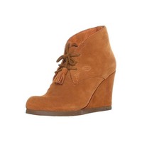 DAMEN LEDER SCHUHE Scholl Halb-Stiefel Stiefeletten Wedges Keilabsatz Wildleder