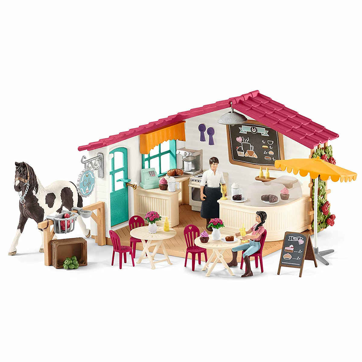 Schleich Horse Club Reiter Café mit Pferde Figuren Set