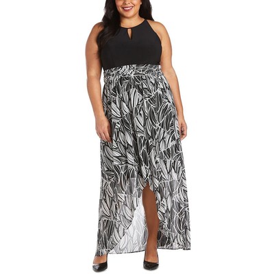 

Женское черно-белое платье макси R-M Richards с вырезом «замочная скважина» и принтом плюс 20 Вт BHFO 8262, Black/taupe