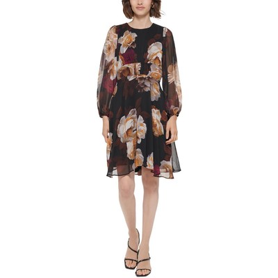 

Calvin Klein Женское черное дневное платье до колена с цветочным принтом  BHFO 0535, Persimmon multi