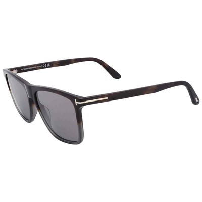 Pre-owned Tom Ford Fletcher Smoke Mirror Browline Men's Sunglasses Ft0832 55c 59 In Gray