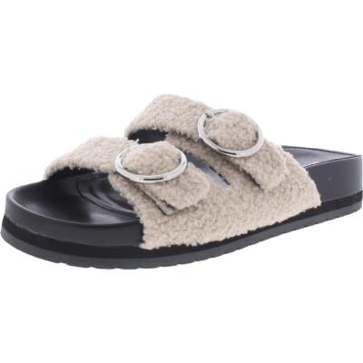 Marc Fisher Womens Keena 2 Faux Fur Textured Flatform Sandals Shoes BHFO 3679