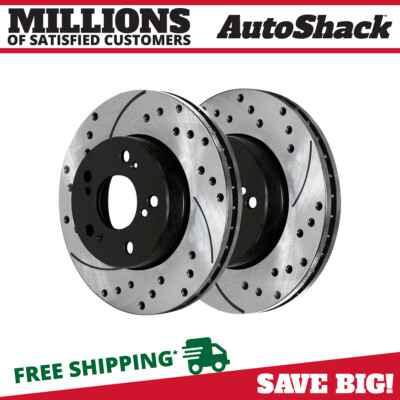 Front Drilled Brake Rotors Black Pair 2 for Honda Civic Accord Element Insight