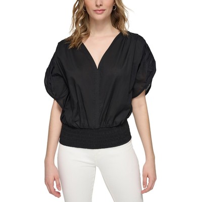 Женский пуловер с V-образным вырезом и присборенной талией от Calvin Klein Top Plus BHFO 3686